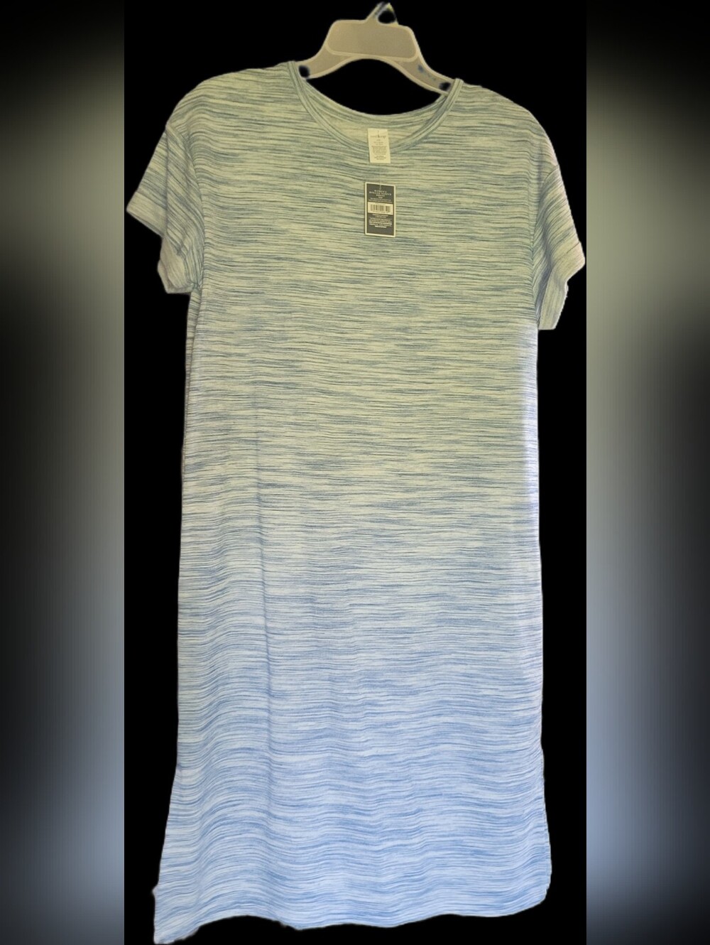 west loop Blue and White Space-Dye Knit Tshirt Dress